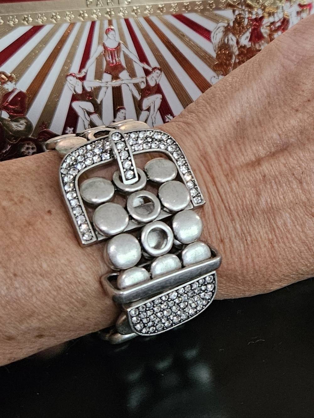 Vintage Premier Designs Rhinestone Silver Buckle Bracelet - EUC - Picture 2 of 11